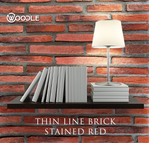 THIN LINE BRICK STAINED RED